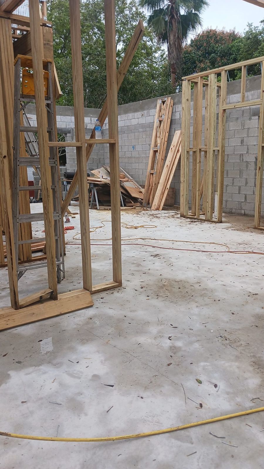 Wood framing with electrical boxes mounted at rough-in stage